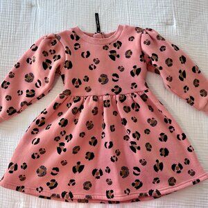 Puff Sleeve Leopard Dress - Tiny Tribe Girls Size 4T